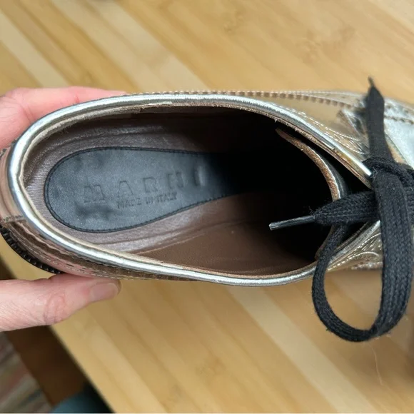 Marni Silver Metallic Brogue Lace Ups Size 40.5 - Picture 5 of 11